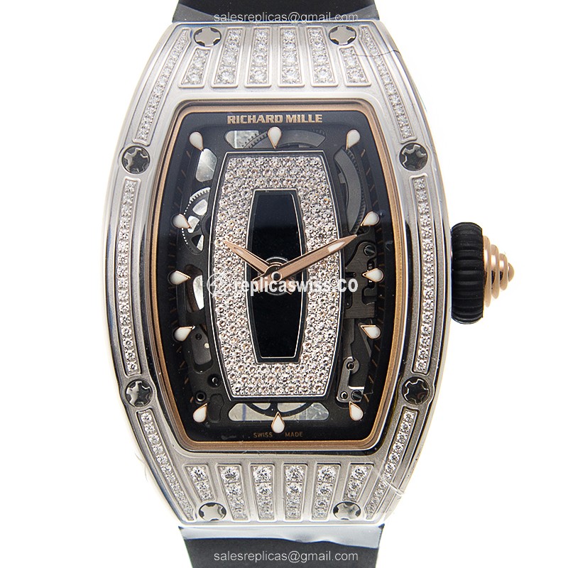 Richard Mille RM07-010-MED SET - Auto - 18kt White Gold - Diamond - Black Dial - Rubber Strap